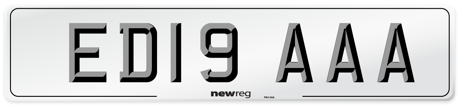 ED19 AAA Number Plate from New Reg